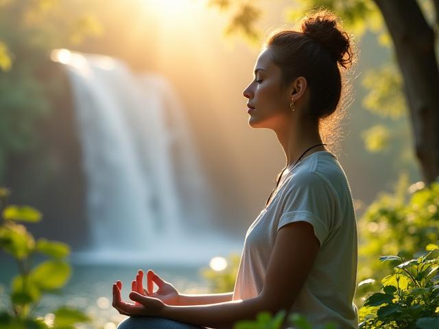 Person meditating in a serene setting for mental wellness